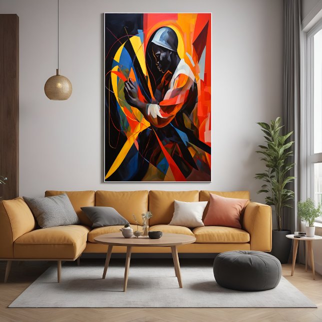 Poster Portrait Abstrait aux couleurs vives Art moderne (Créateur téléchargé)