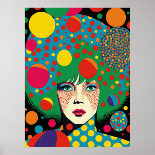 Poster Portrait Abstrait avec À petits pois