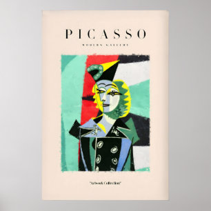 Poster Portrait abstrait de femme à veste noire de Picass
