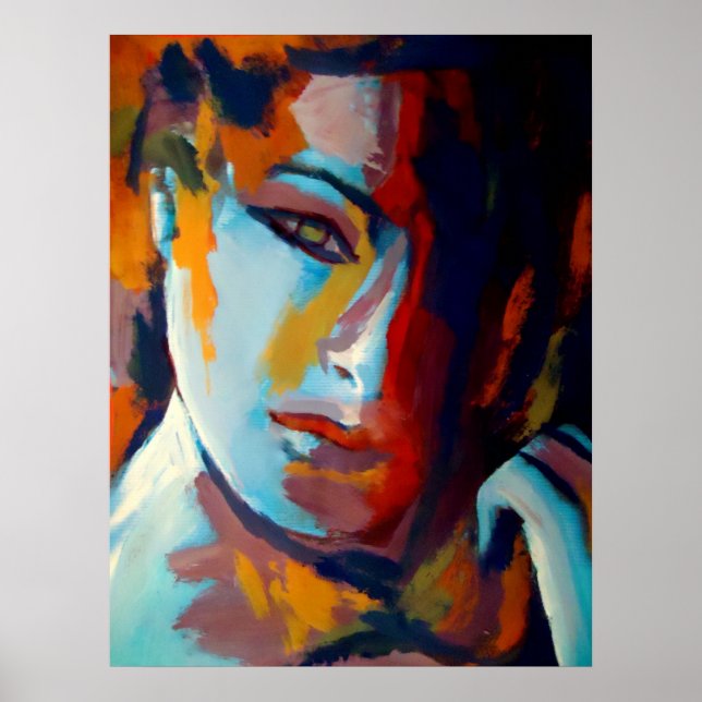 Poster Portrait Abstrait d'une femme Peinture - Imprimant (Devant)