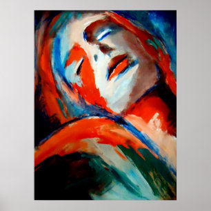 Poster Portrait abstrait d'une peinture de femme - l'art