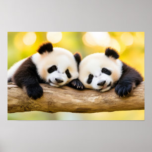 Poster Portrait affectueux de panda sauvage