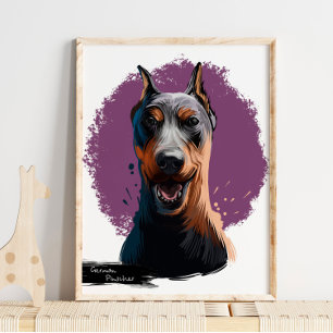 Poster Portrait allemand de chien Pinscher   Dog Portrait