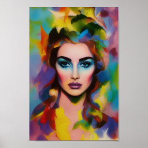 Poster Portrait arc-en-ciel d'une princesse - Art numériq