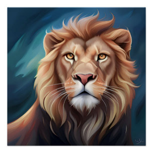 Poster Portrait Art numérique Lion-56556
