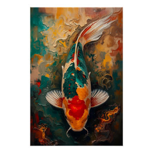 Poster Portrait artistique de carpe koï japonaise en pein