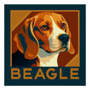 Poster Portrait Beagle classique Style rétro
