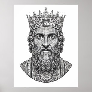 Poster Portrait calligraphié du roi Salomon - Écriture vi