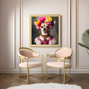 Poster Portrait Chihuahua Frida Musée Kalo chef-d'oeuvre