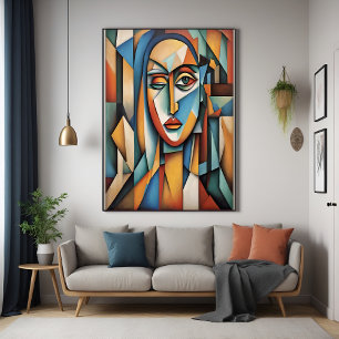 Poster Portrait Cubiste Abstrait Art géométrique