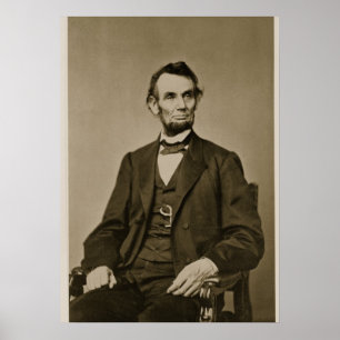 Poster Portrait d'Abraham Lincoln (1809-65) (photo b/w)