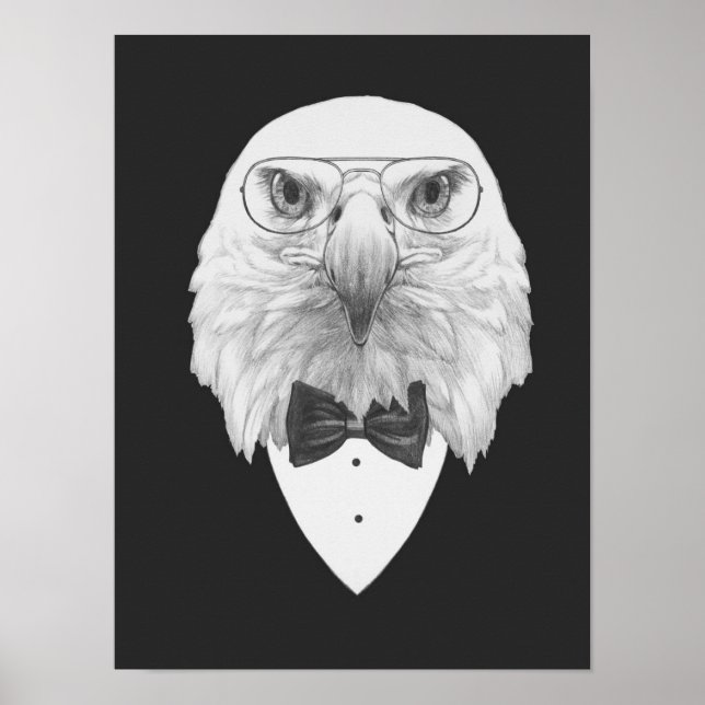 Poster Portrait d'aigle classique (Devant)