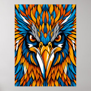 Poster Portrait d'aigle coloré abstrait