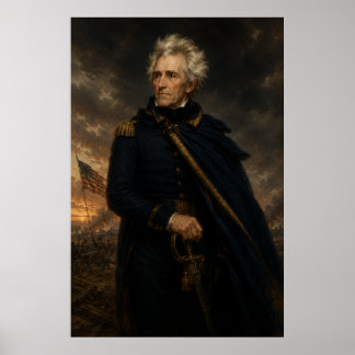 Poster Portrait d'Andrew Jackson sur le champ de bataille