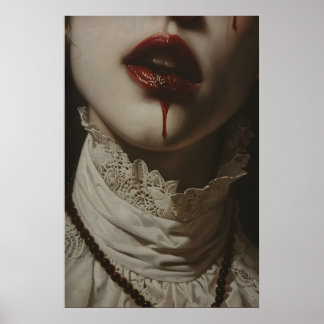 Poster Portrait d'art de femme vampire gothique de romanc