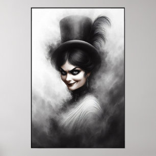 Poster Portrait d'art de femme victorienne mystérieuse et