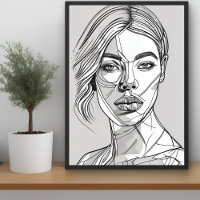 Portrait d'art de ligne monochrome Abstrait