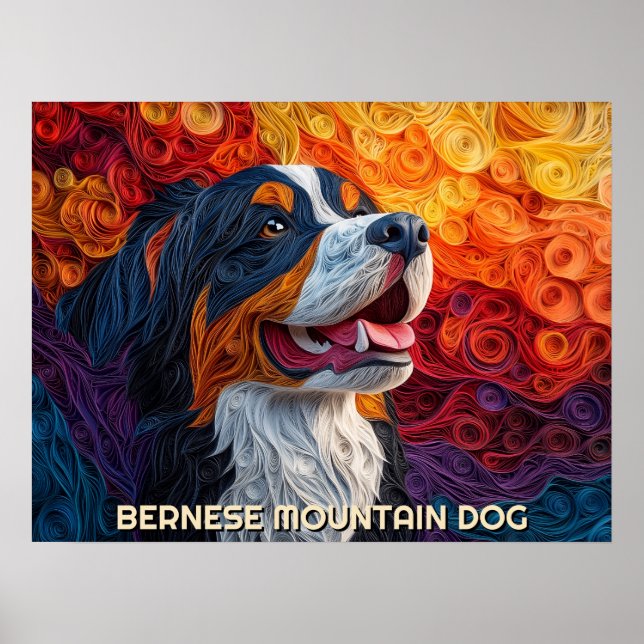 Poster Portrait d'art de quilles de chien de montagne ber (Devant)