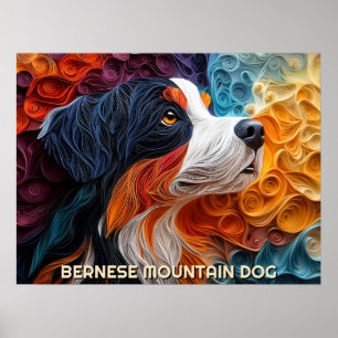 Poster Portrait d'art de quilles de chien de montagne ber