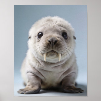 Poster Portrait de bébé morse pour la nurserie arctique