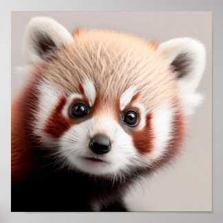 Poster Portrait de bébé panda roux mignon | Carré 1:1