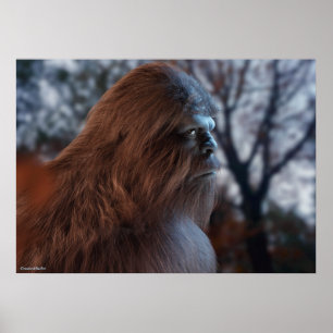 POSTER PORTRAIT DE BIGFOOT SASQUATCH DANS LE PROFILAGE AT