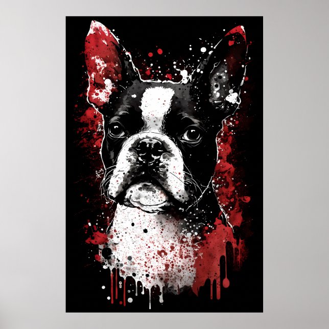 Poster Portrait de Boston Terrier (Devant)