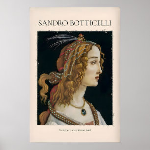 Poster Portrait de Botticelli d'une jeune femme Simonetta