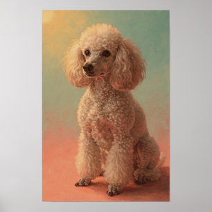 Poster Portrait de caniche en corail et verre de mer