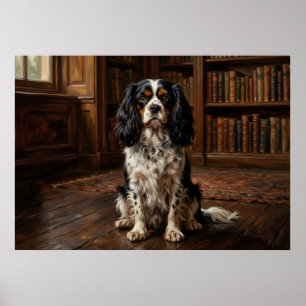 Poster Portrait de Cavalier King Charles Spaniel en bibli