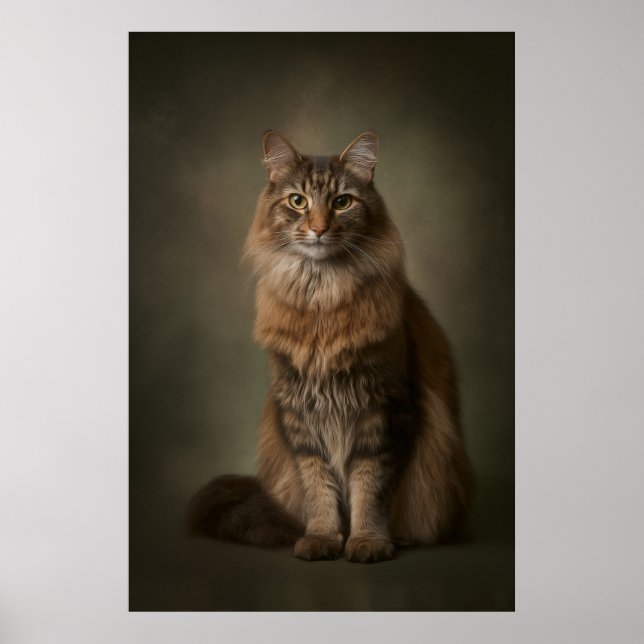 Poster Portrait de chat élégant en studio (Devant)