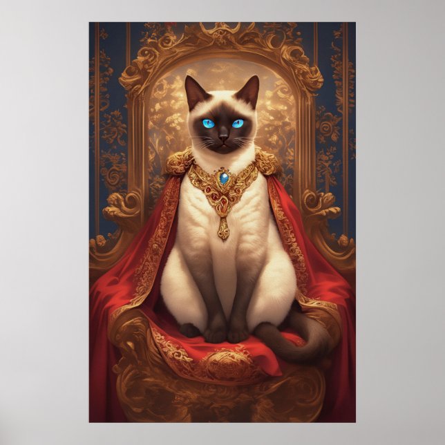 Poster Portrait de chat majestueux Royal Siamese (Devant)