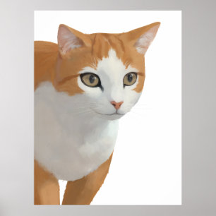 Poster Portrait de chat orange et blanc
