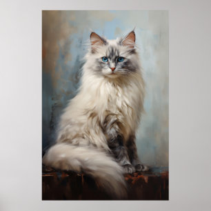 Poster Portrait de chat Ragdoll
