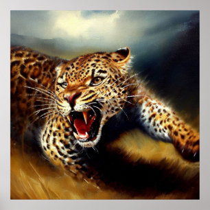 Poster Portrait de chat sauvage Leopard