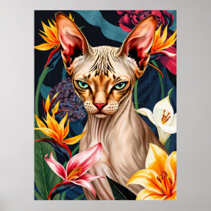 Poster Portrait de chat Sphynx par l'IA – Art audacieux e