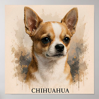Poster Portrait de Chien Compagnon Minuscule Chihuahua
