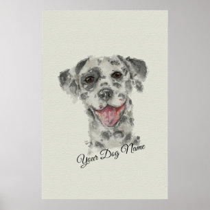 Poster Portrait de chien dalmate art réaliste aquarelle
