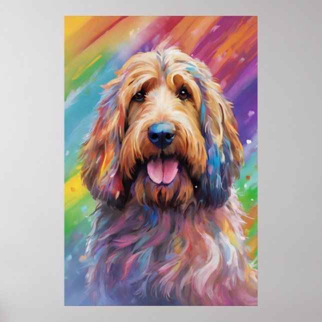 Poster Portrait de chien d'art numérique, mignon chien Ot (Devant)