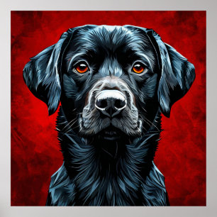Poster 🐶 Portrait de chien Labrador noir pour les amoure