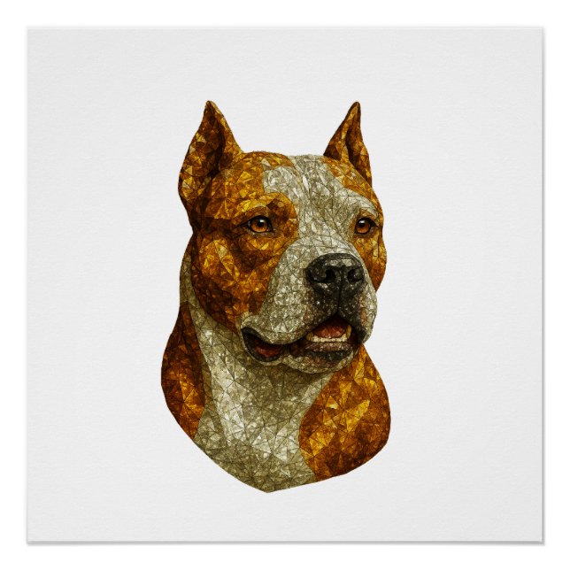 Poster Portrait de chien Pitbull (Devant)