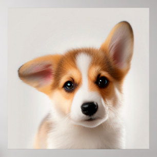 Poster Portrait de chiot Corgi gallois de Pembroke mignon