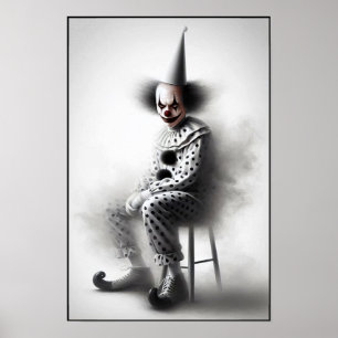 Poster Portrait de clown effrayant moderne 