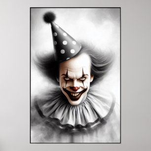 Poster Portrait de clown effrayant moderne 