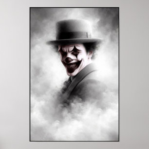 Poster Portrait de clown rétro avec chapeau