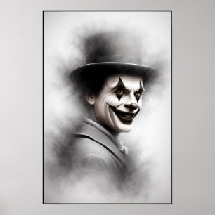 Poster Portrait de clown rétro avec chapeau