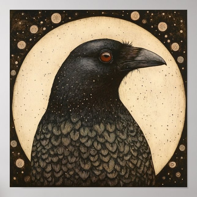 Poster Portrait de corbeau peinture Abstraite (Devant)