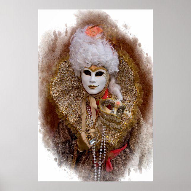 Poster Portrait de costume de carnaval, Venise (Devant)