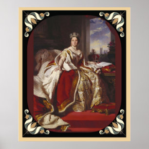 Poster Portrait de couronnement de Queen Victoria avec bo