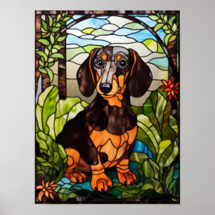 Poster Portrait de dachshund mignon